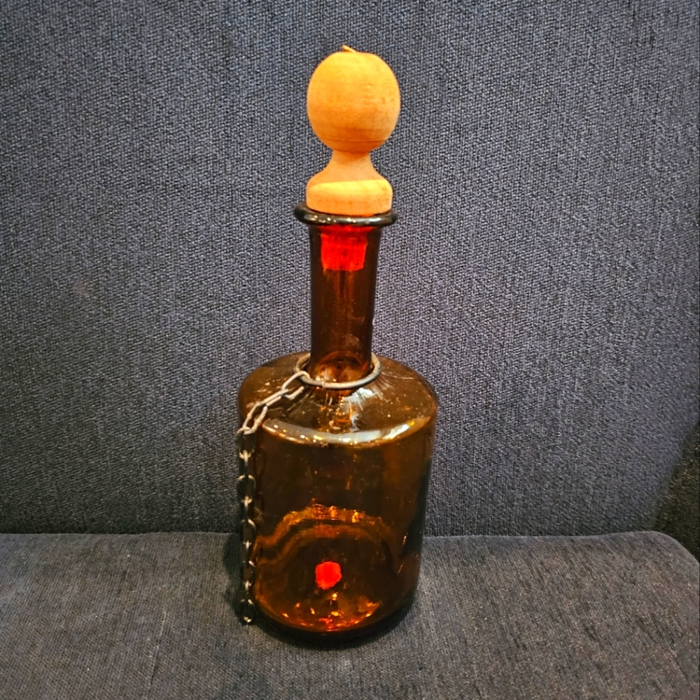 Vintage amber glass bottle